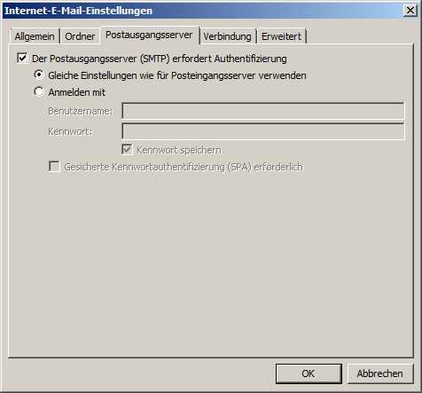 Microsoft Outlook 2007 IMAP Einrichtung Step 6