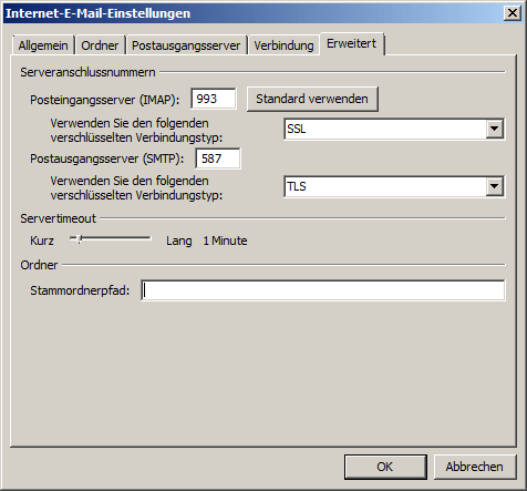 Microsoft Outlook 2007 IMAP Einrichtung Step 7